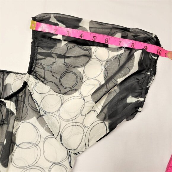 SEXY black white sheer short sleeve blouse top size M - Picture 11 of 14